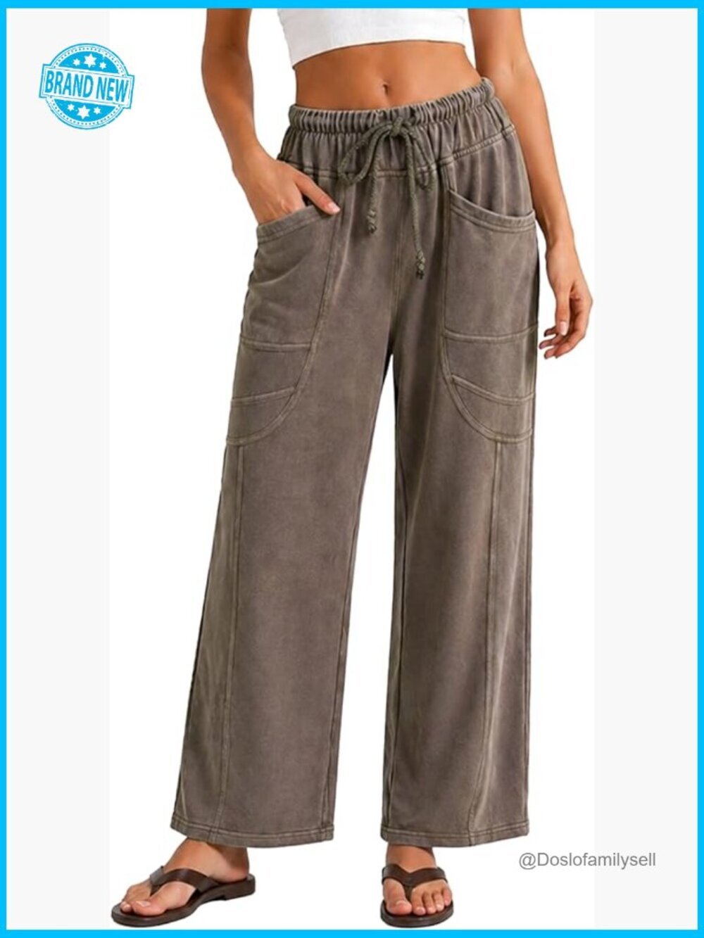 Wide Leg Lounge Pants High Waist Comfy Baggy Sweatpants with Pockets Travel Home
